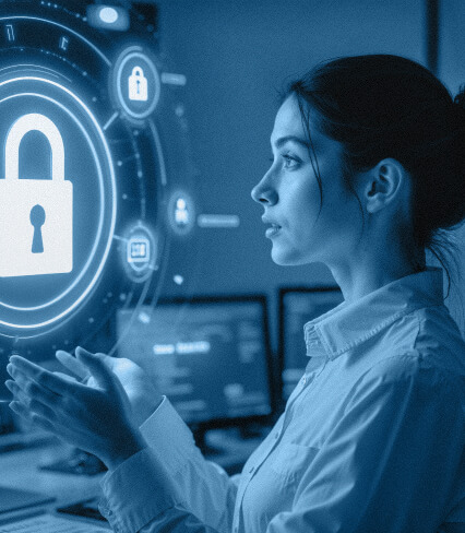 Cybersecurity Professional Analyzing Digital Data Protection